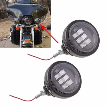 

Pair 4.5" LED Projector Auxiliary Passing Spot Fog Head Light Lamp + 4.5 " Brackets Housing For Harley Touring