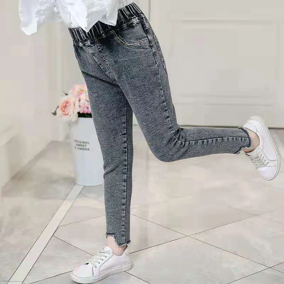 Slim Girls Jeans Pants For Kids 3 6 8 12 Years Autumn Spring Children Girl Pants Solid Color Durable Baby Girls Jeans Pants