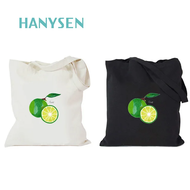 Hanysen 2017 Hot Summer Korean Style Cartoon Lime Pattern Hanysen 2017 Hot Summer Korean Style Cartoon Lime Pattern Printing Canvas Zipper Handbags Fresh Art
