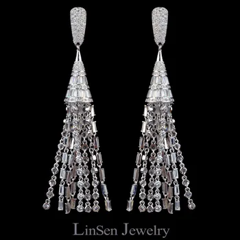 

9 cm big brand luxury Cubic Zirconia long tassel earrings for women,high quality CZ,fashion jewelry earrings