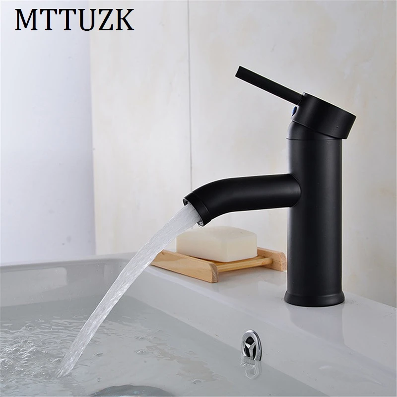Mttuzk Black Stainless Steel Bathroom Faucet Basin Mixer Torneira Para Banheiro Tap Bathroom Sink Basin Hot And Cold Mixer Tap Basin Faucets Aliexpress