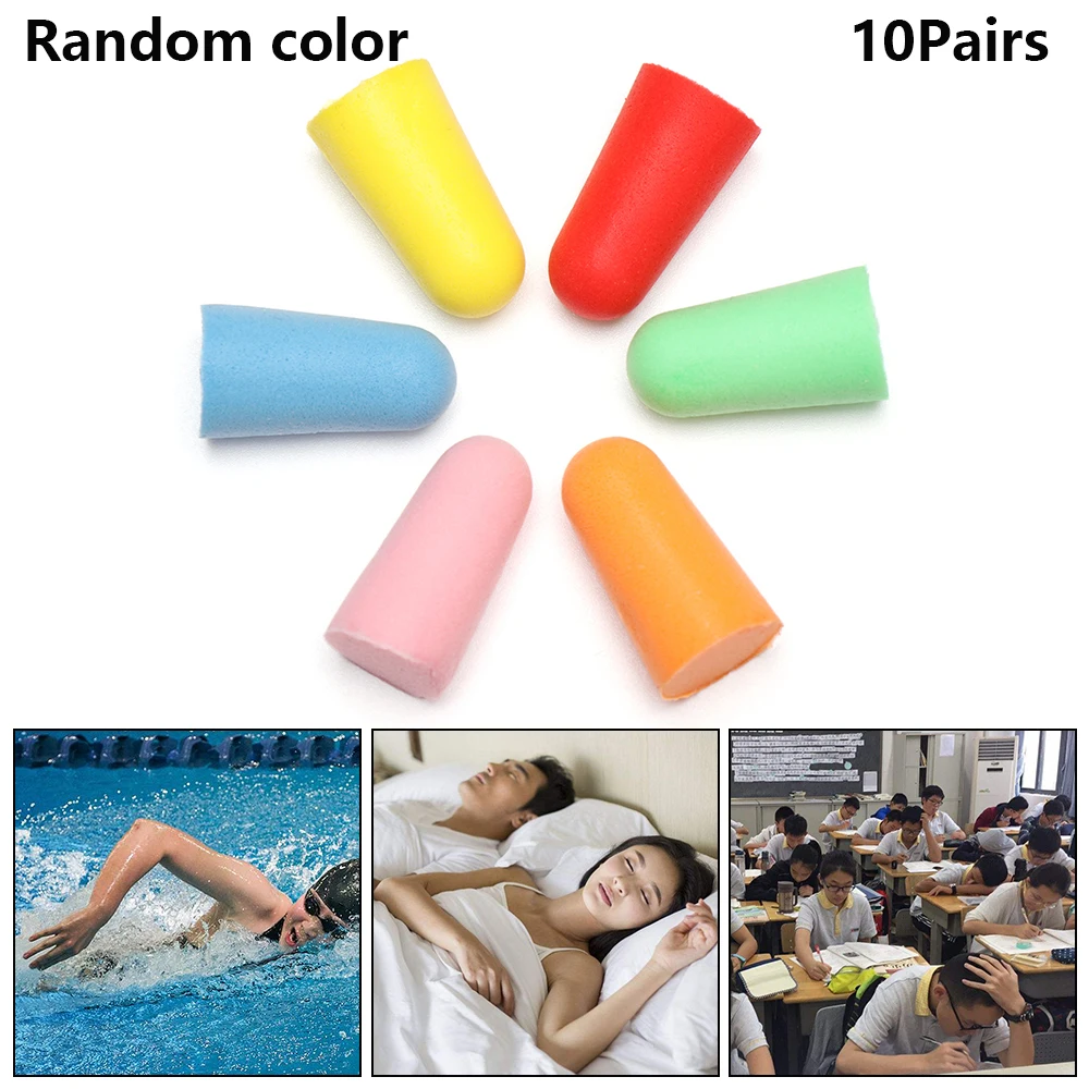 

10 Pairs Anti-noise Rebound Soft Tapered Earplugs for Travel Sleep Rest Prevention Noise Reduction Soft Earmuffs Ear Protection