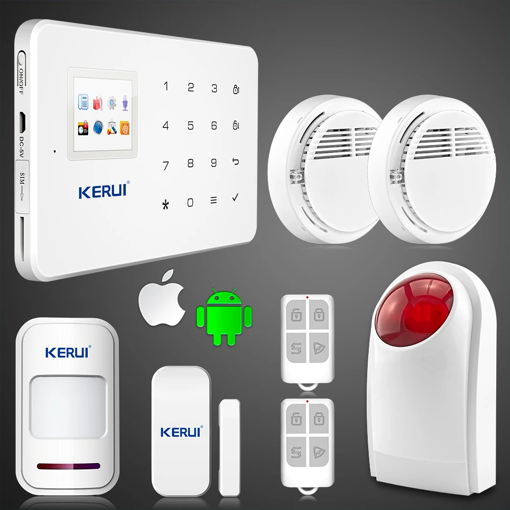 

White Kerui G18 Alarm Systems Security in Security & Protection, High Quality Sensor Alarm with Smoke Sensor