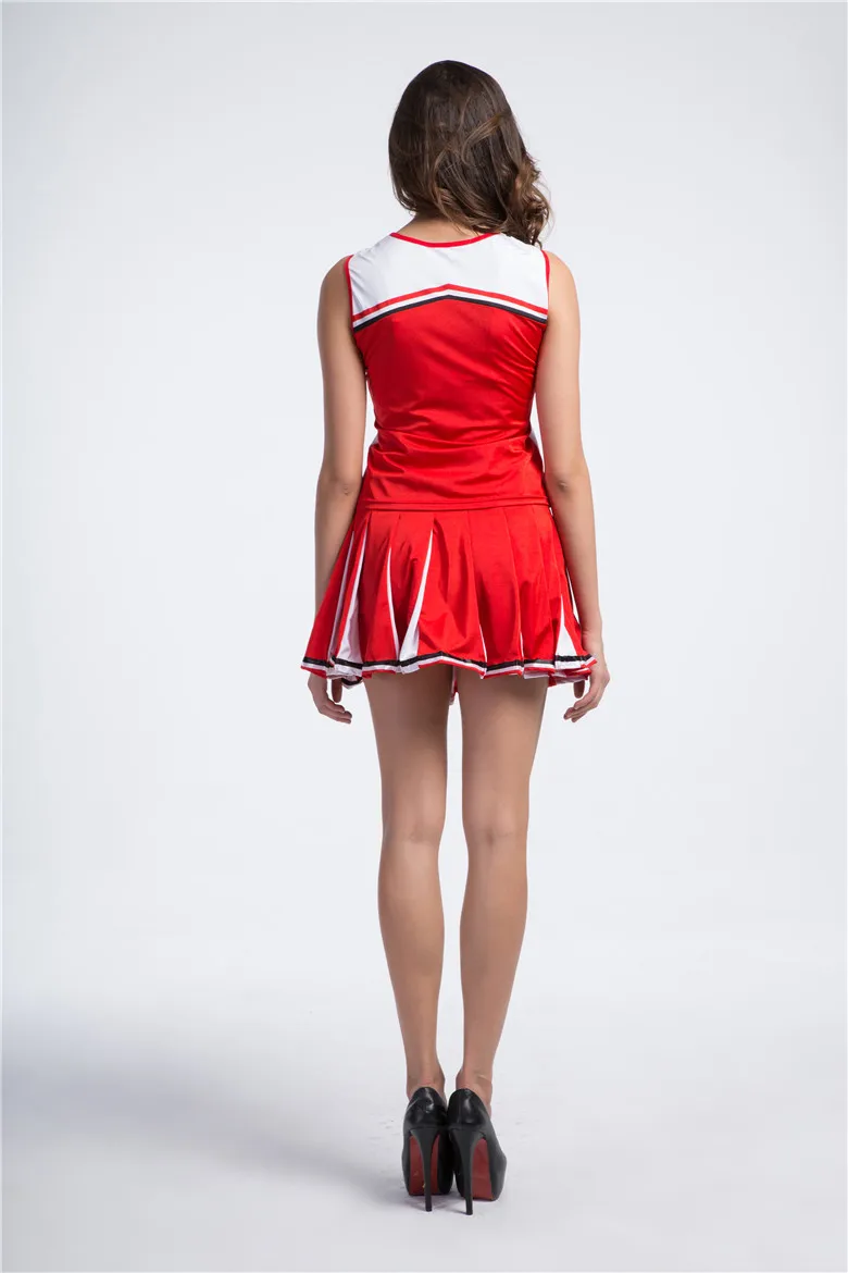 Top Skirt Pompoms High School Girl Ladies Glee Style Cheerleading Costume Cheerleader Fancy Dress Uniform