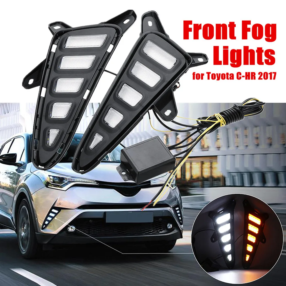 

Led light 2Pcs White/Yellow LED DRL Daytime Running Lights For Toyota CHR C-HR 2016-2018