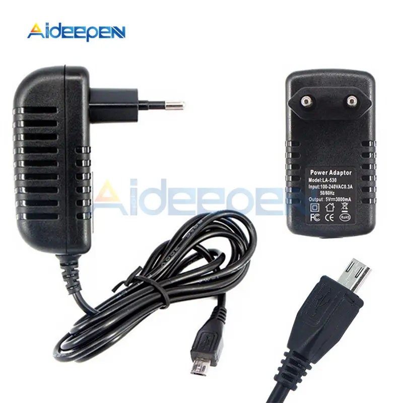 

AC 100V-240V to DC 5V 3A 15W Power Supply Charger Adapter AC-DC Converter Transformers 3000mA Micro USB EU Plug Cable Length 1M