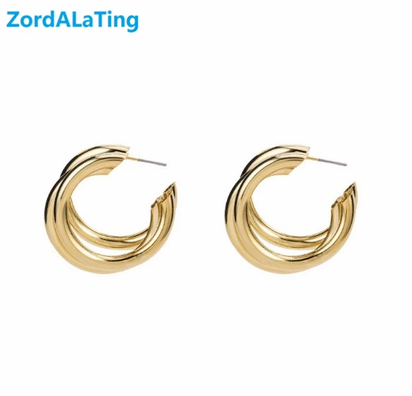 

2019 style Simple irregular multi-layer circle hoop earrings set for women unique metallic exaggerated pendant