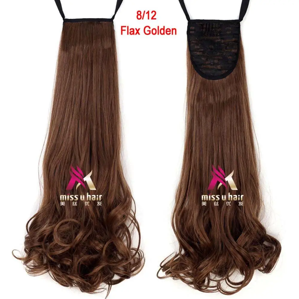 Miss U Hair 1" 45 см 110 г Синтетическая лента конский хвост длинные вьющиеся женская Сережка для наращивания волос кусок хвостики - Цвет: Жук