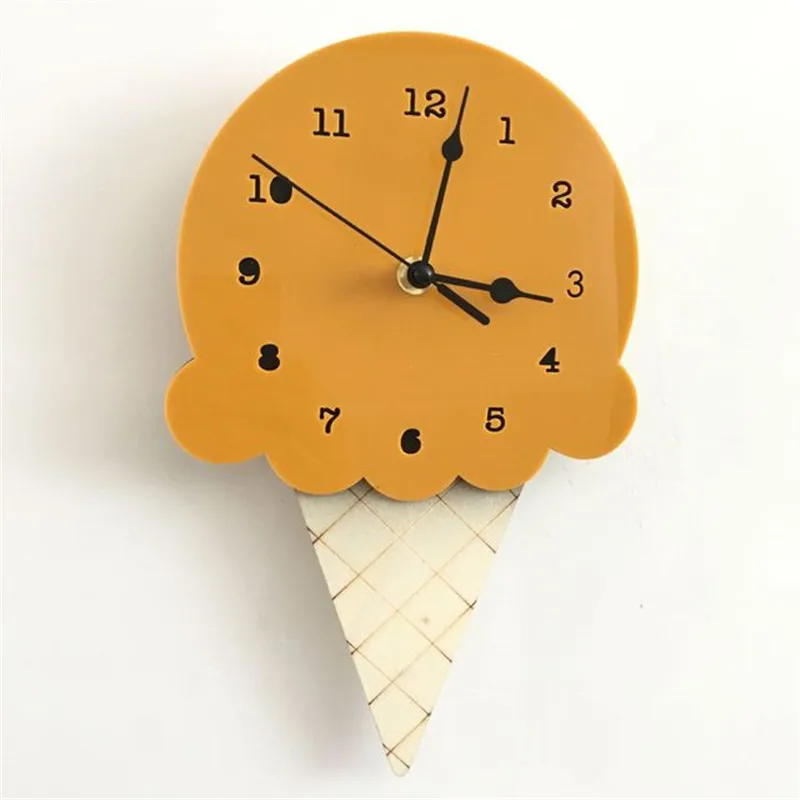 Nordic Ice Cream Wall Clocks Cartoon Mute Watch Wall Home Decor Kids Room Wall Decoration Ornament Baby Room Christmas Best Gift 