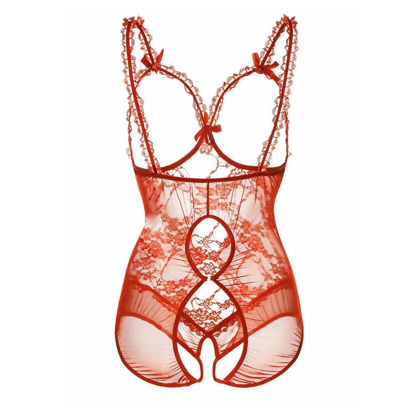 Plus Size S M L XL 2XL 3XL 4XL Open Bra Open Crotch Women Lace Sexy Lingerie Hot Transparent Babydoll Dress Erotic Costumes