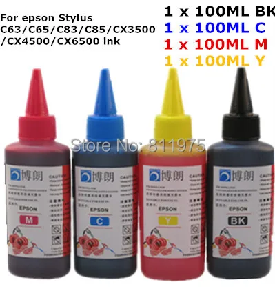 

Universal High quality 4 Color Premium Dye Ink 400ML For EPSON Stylus C63/C65/C83/C85/CX3500/CX4500/CX6500 printer ink