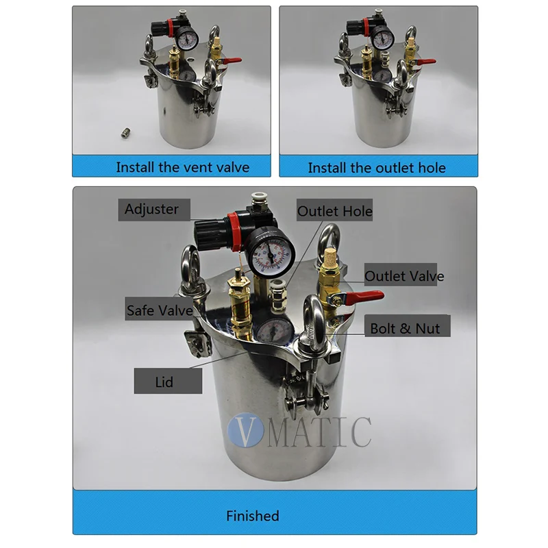 VMATIC ручной двойной жидкий клей Дозирующий клапан пистолет с нержавеющей стали баллон с воздухом