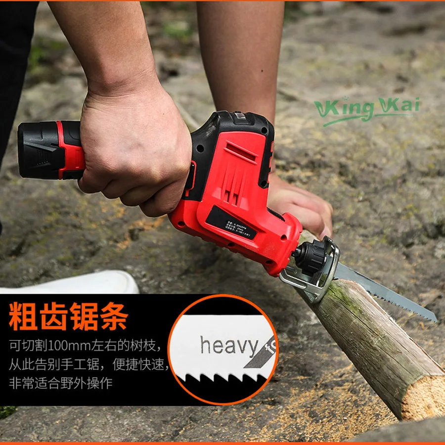 KK 12V 21V Lithium Battery Cordless Electric Reciprocating Saw Wooden Metal PVC PE Pipe Cutting Home Use Electric Saw