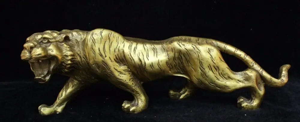 Китайская Бронзовая латунная статуя Зодиак Счастливый тигр|statue|statue animalstatue bronze |