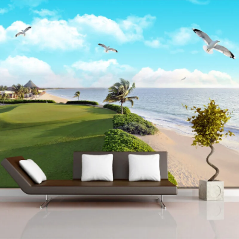 

Custom Any Size 3D Stereo Mural Wallpaper Blue Sky Seaside Landscape Photo Wall Painting Bedroom Interior Decor Papel De Parede