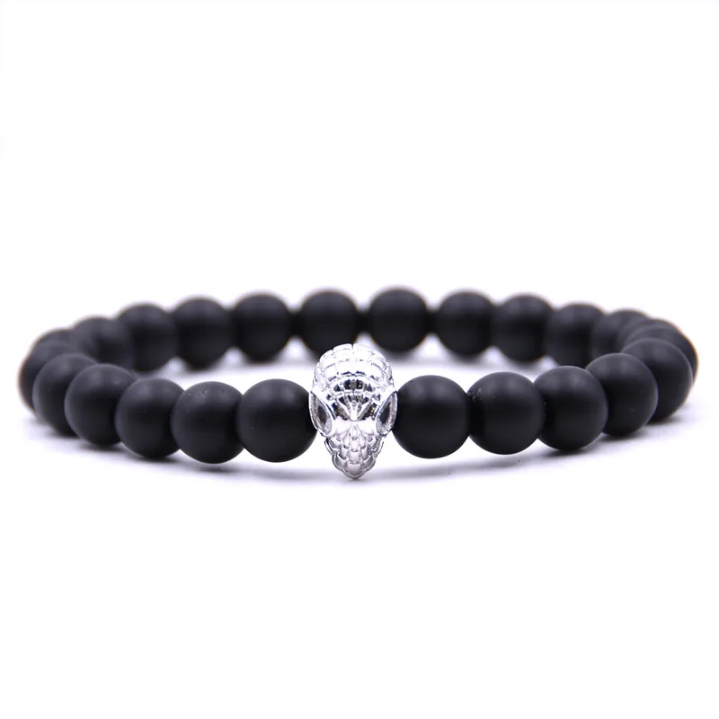 

KANGKANG 2019 Trendy 8mm Matte black beads stone Bracelet Pave CZ 4 colors Spiderman Bracelets Creative DIY Jewelry accessories