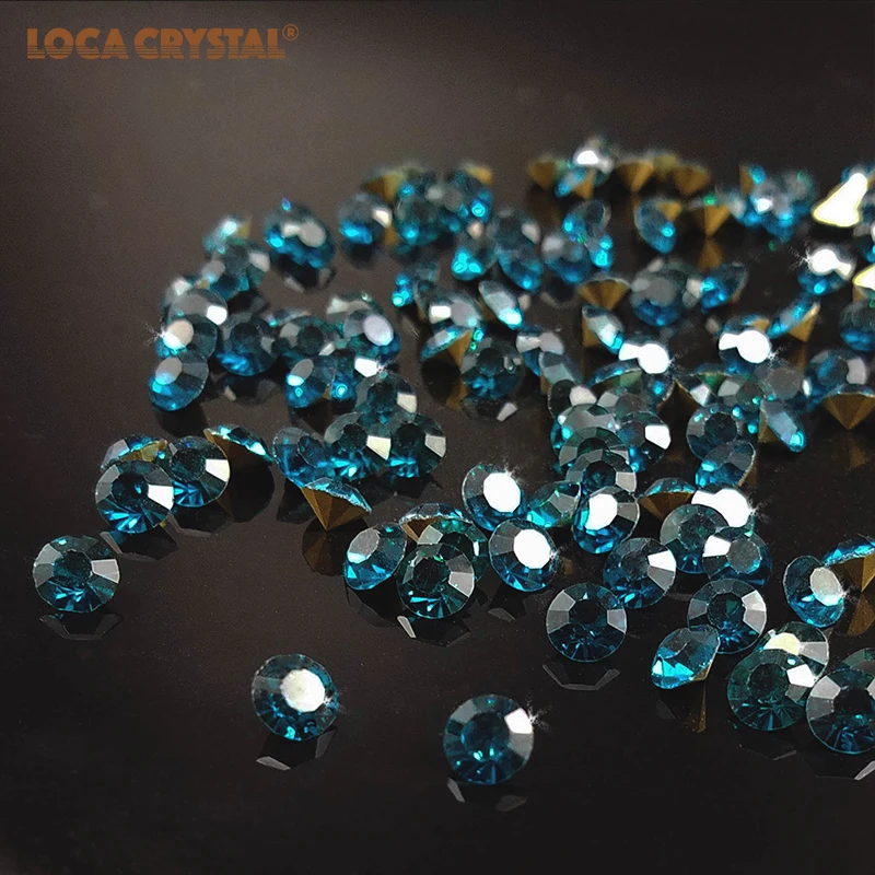 Blue Zircon Color Hot Selling ss6-ss20 Gule On Crystals Diomond Pointback Rhinestone For Nail Rrt Decoration LOCACRYSTAL | Дом и сад