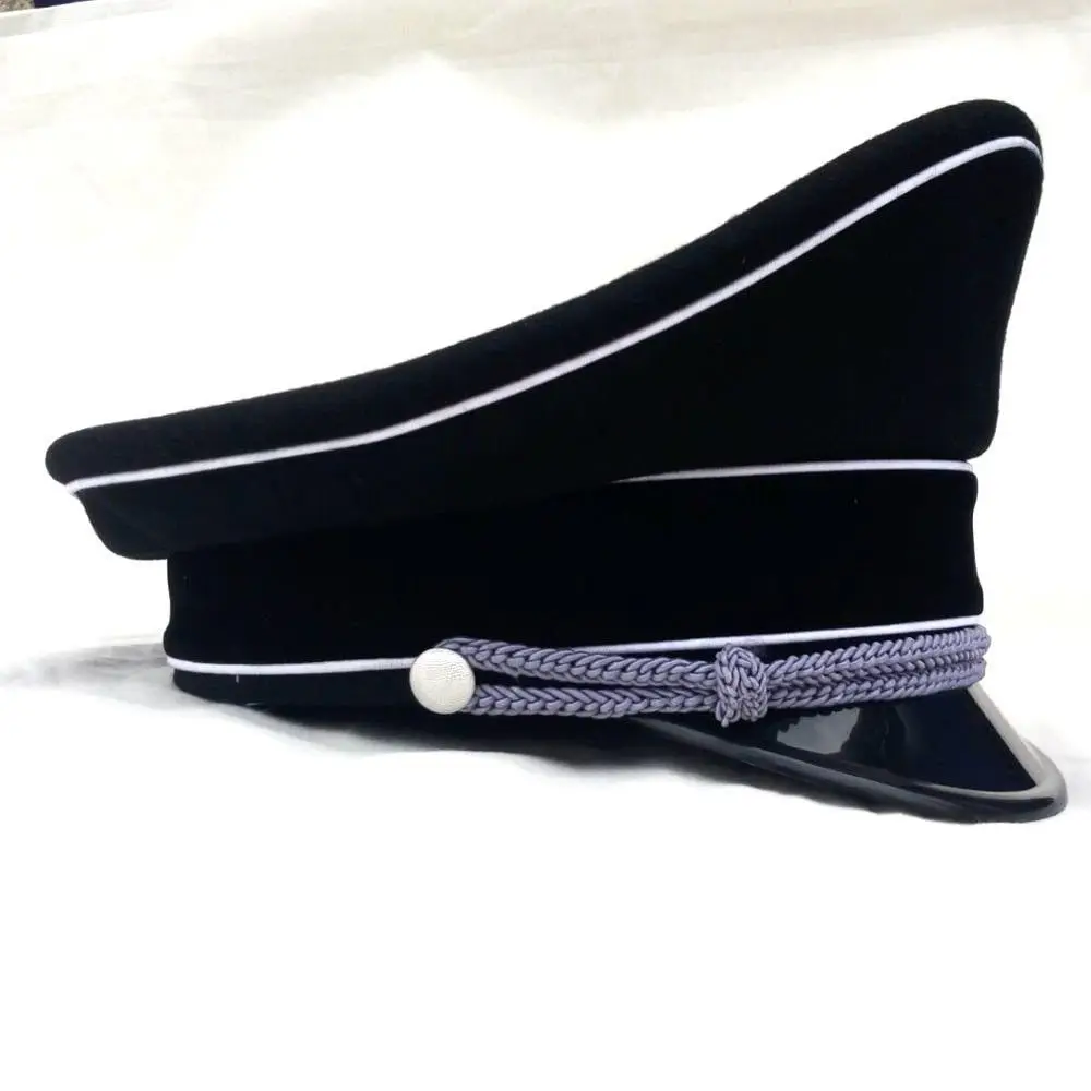 WWII German Elite Infantry Officers Wool Visor Cap Hat Field Black SIZE 57 58 59 60 cm