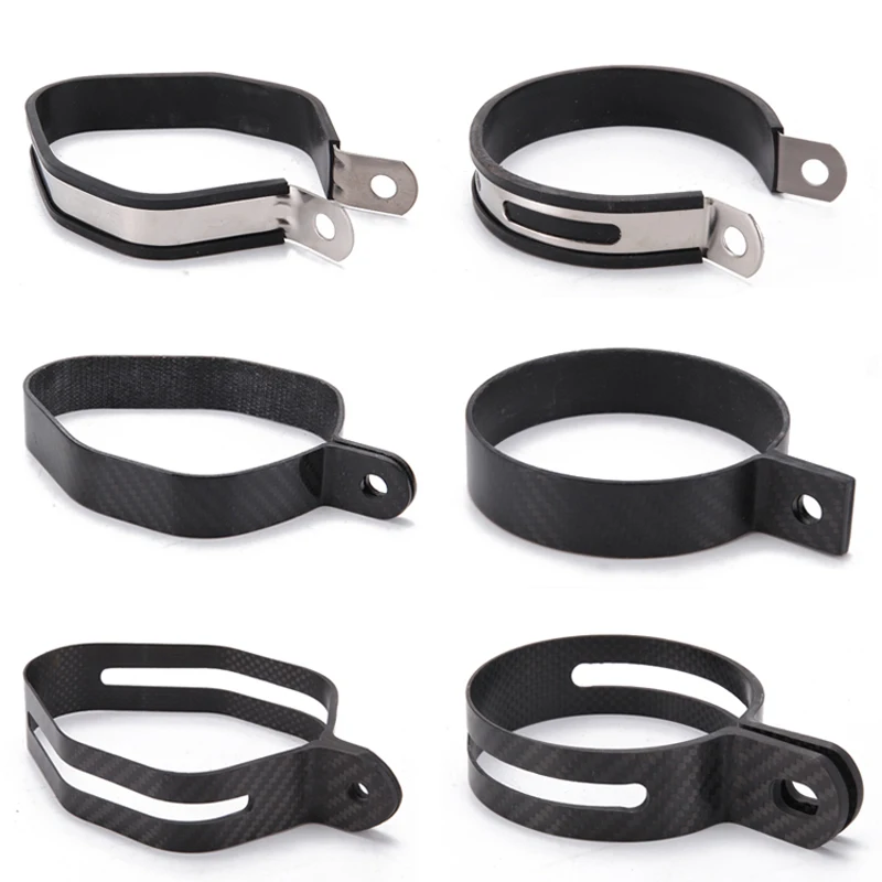 

1pcs Carbon Fiber Stainless Steel Holder Clamp Fixed Ring Support Bracket for Motorcycle Exhaust Pipe Muffler Escape TGDQ001