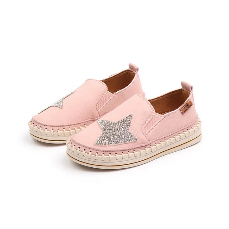 

Children Girls Board Shoes Kids Casual Bling Five Star Shoes Flat Shoes Baby Soft Bottom Pink Black Beige EU 21-30
