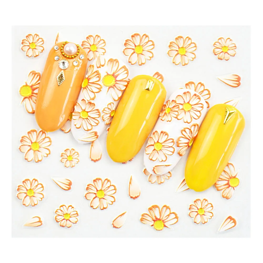 

5D Acrylic Engraved Nail Art Stickers Colorful White Flower Template Decals Tool DIY Nail Art Decorations Tools ZJT4029