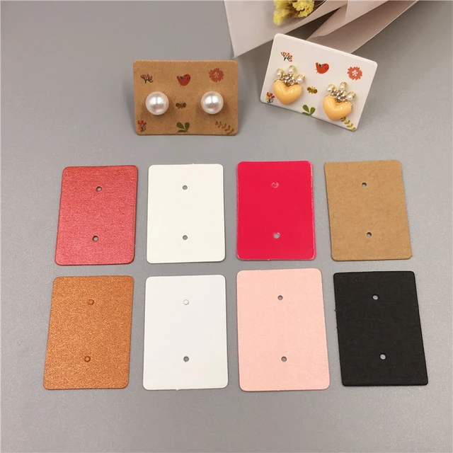 Kraft Earring Cards 50 Personalized 3.5 Square Jewelry Display