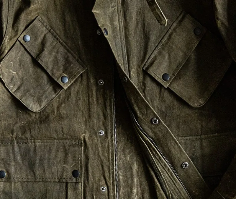 Мужская куртка с несколькими карманами в стиле сафари на весну-осень, винтажная Байкерская ветровка с воротником-стойкой, приталенная Рабочая куртка