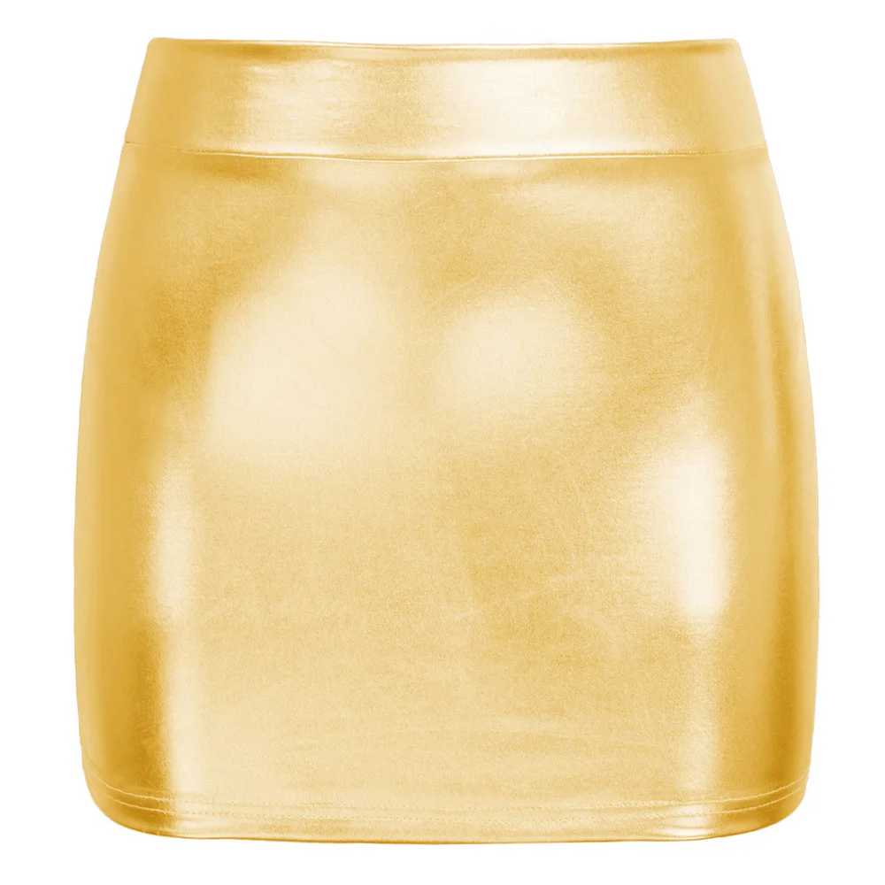 Golden Kate Kasin, сексуальная женская мини-юбка с металлическим блеском, облегающая бедра, женские вечерние короткие Облегающие юбки, Клубная одежда, Jupe Femme - Цвет: Golden