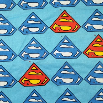 

Good 110cm wide Superman Logo Printed Cotton Fabric Quilting Patchwork Sewing Material Cotton Superman Fabric Diy Boy's Clothing