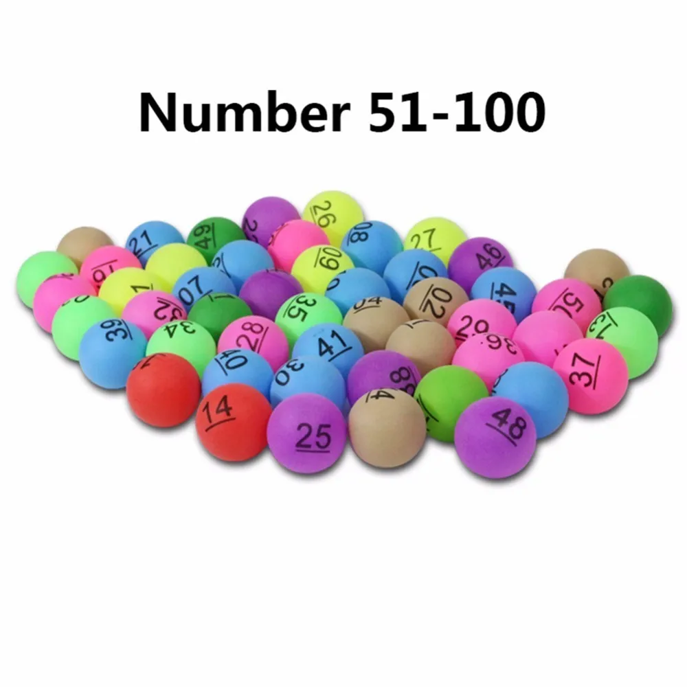 50pcs/pack Colorful Entertainment Ping Pong Balls with Number Table Tennis Ball for Lottery Game Advertisement 40mm 2.4g