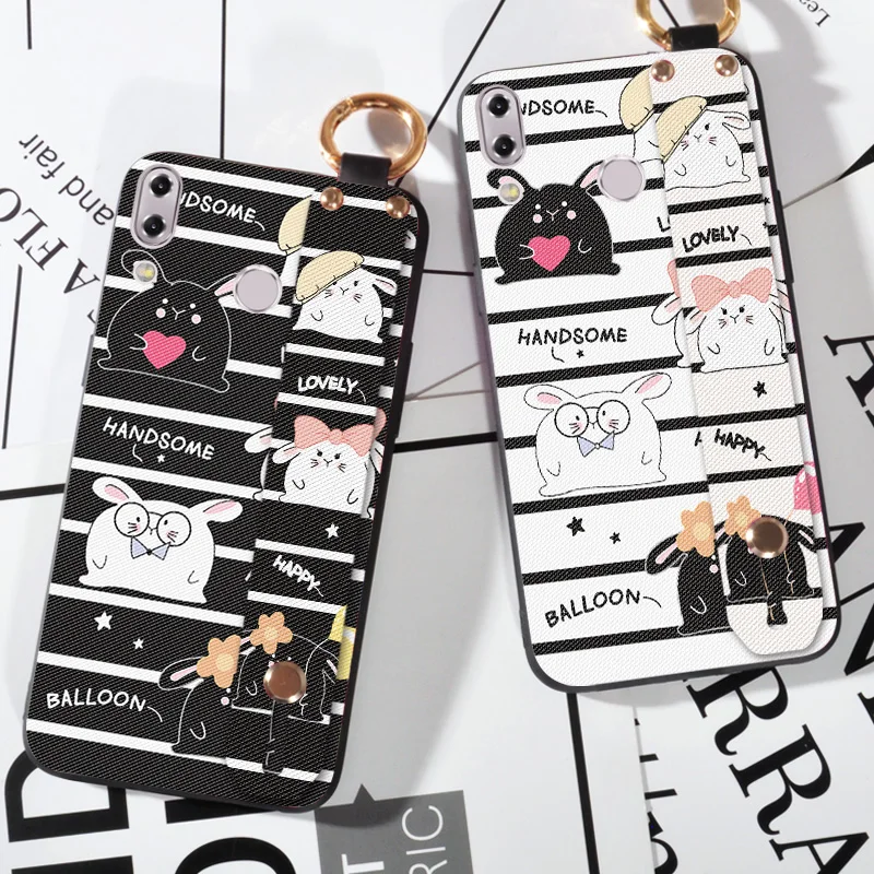 

Wrist Strap Phone Cases For ASUS Zenfone 5Z ZS620KL Luxury Cute Rabbit Funda Coque Case For Zenfone 5 2018 ZE620KL Holder Case