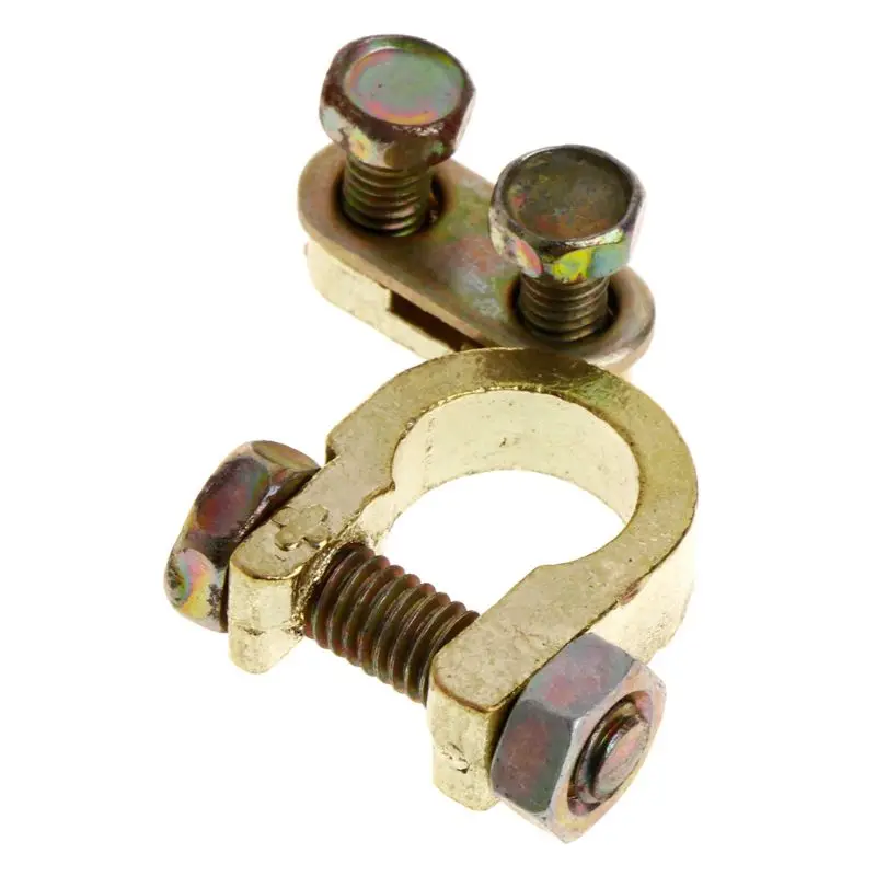 

2Pcs Durable Replacement Auto Car Battery Terminal Clamp Clips Brass Connector Drop Ship No22