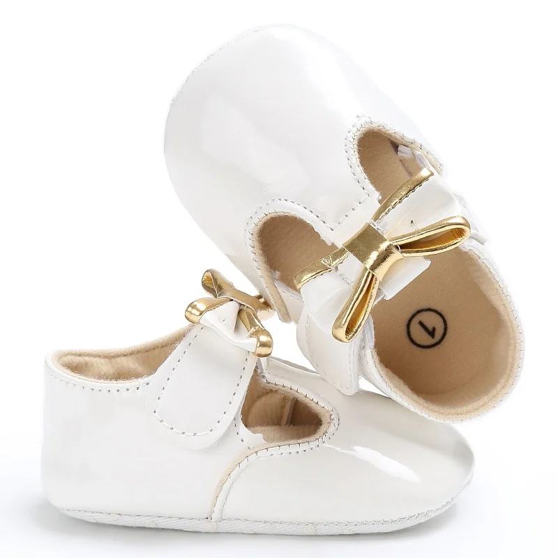 Newborn Baby Girl Shoes First Walkers Mirror PU Shoes Princess Non-Slip Soft Sole Infant Child Toddler Shoes