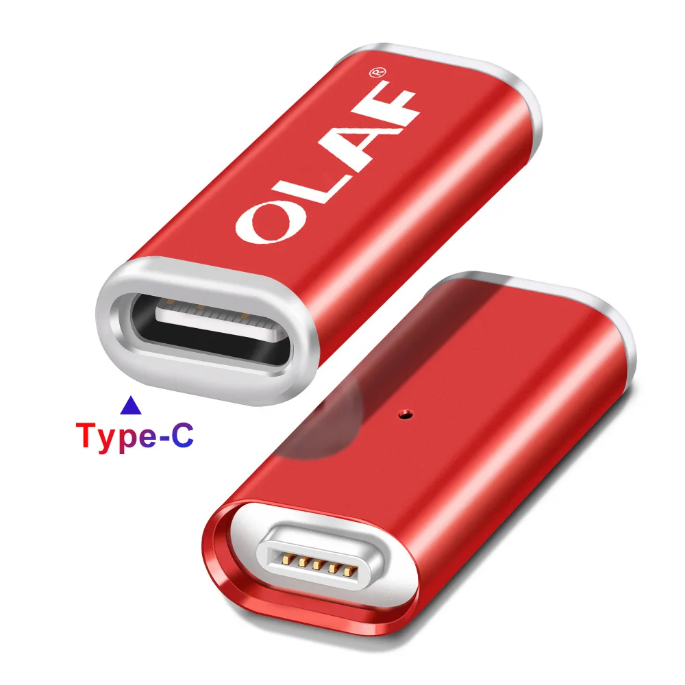 Олаф Магнитный адаптер для телефона Micro USB/type C для зарядного устройства для iphone 7 X XR XS Max адаптер для преобразования для samsung S8 S9 Plus - Цвет: Red USB C