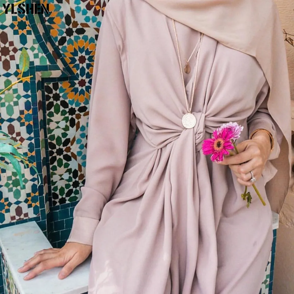 Мусульманское платье Abaya модное искусственное из двух частей турецкий Дубай