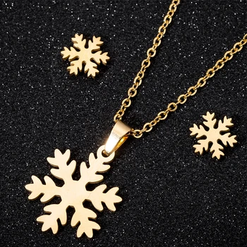 

Shuangshuo New Snowflake Pendant Chocker Snow Flower Stud Earrings for Women Luck Jewelry Christmas Gifts for Girls Lovers