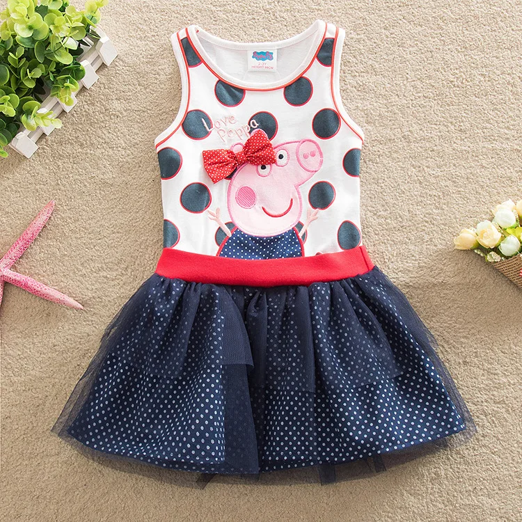 baby girl clothing fashion 2016 summer children cartoon pig princess dress for girls children cotton clothes