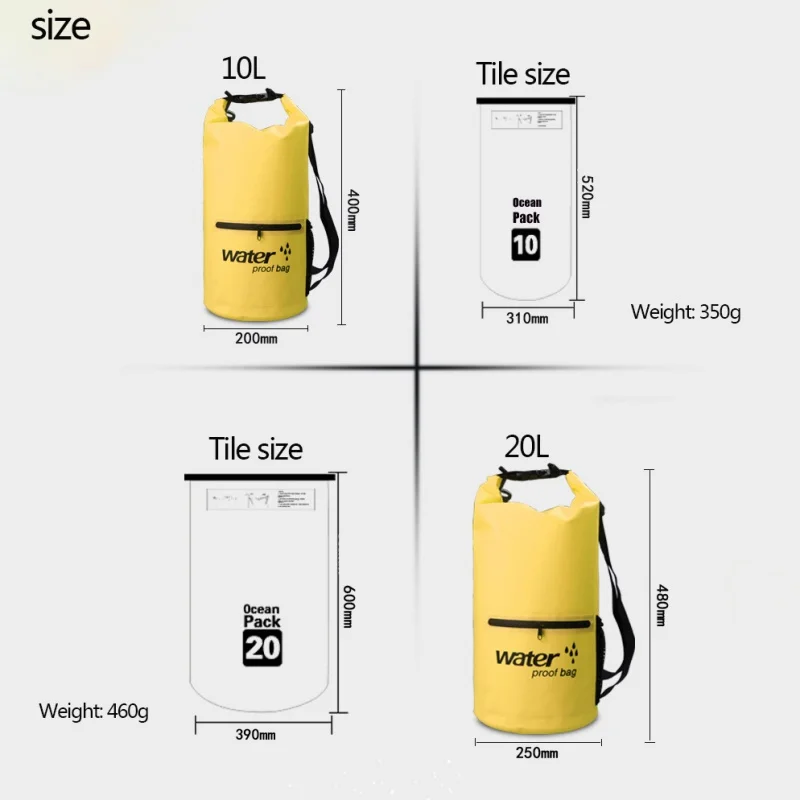 10L 20 LPVC Водонепроницаемый сумка Открытый Дайвинг сжатия хранения сухой бассейн мешок для рафтинг каяк BeachTourism