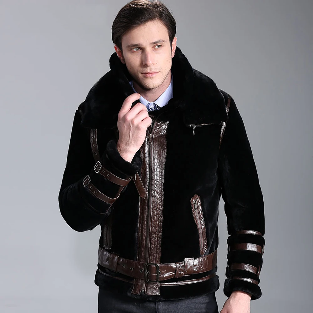 Для Мужчин's B3 летная куртка из овчины Для мужчин мотоцикл пальто Для мужчин кожаные зимние сапоги