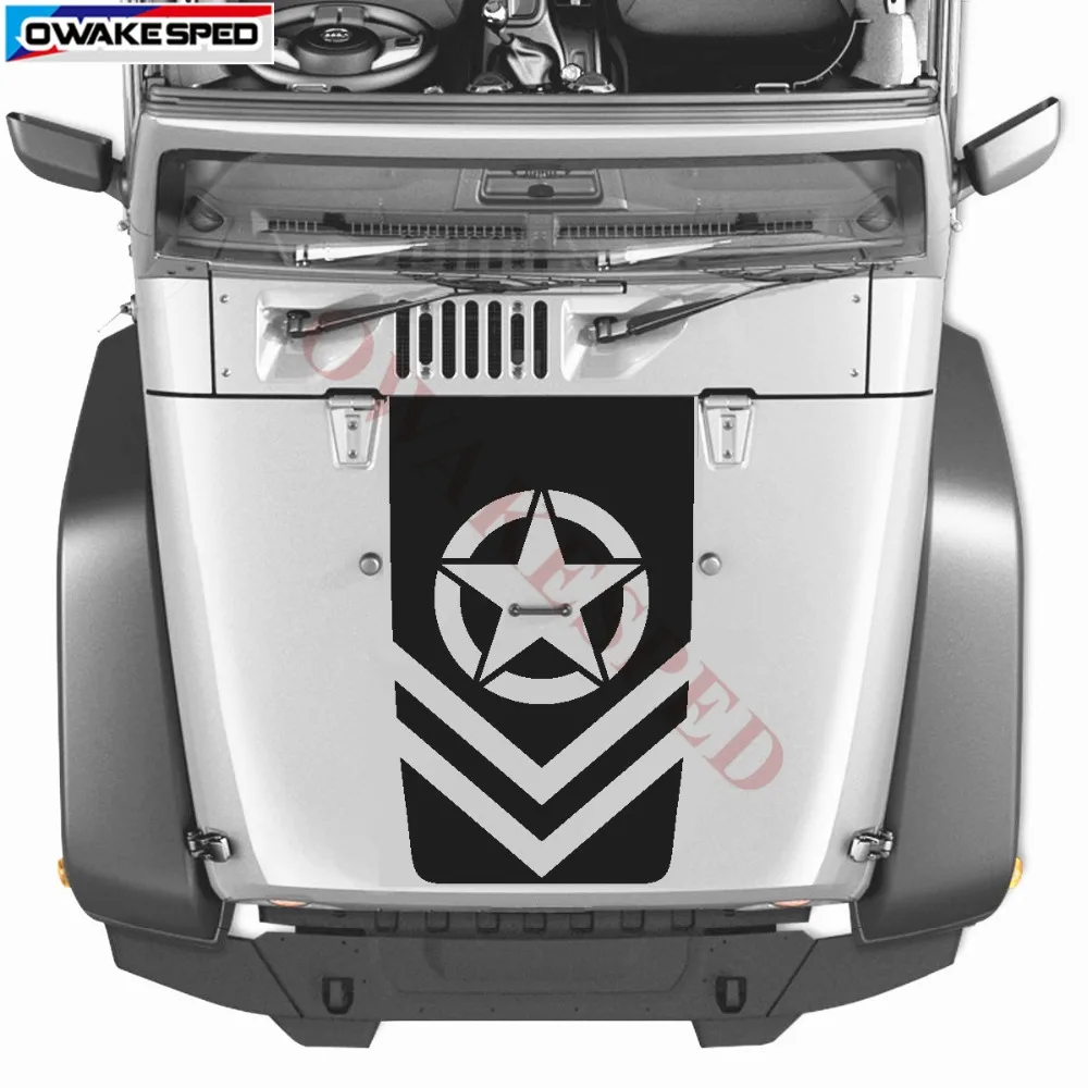 Армейская звезда виниловые наклейки для Jeep Wrangler затемненная графика Автомобильный капот Декор Наклейка s Передняя крышка двигателя наклейка на заказ
