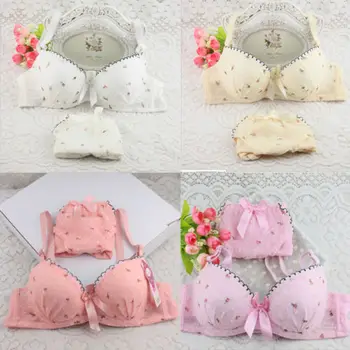 

Sexy Women Underwire Bra Set Lace Push-up Bra + Knicker Underwear Floral Print Bra Set 32 36B Cup