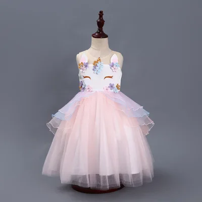 Unicorn Dress Flower Girls Unicorn Tutu Dress Princess Girls Christmas Dress Children Unicorn Party fantasia Girls Dress