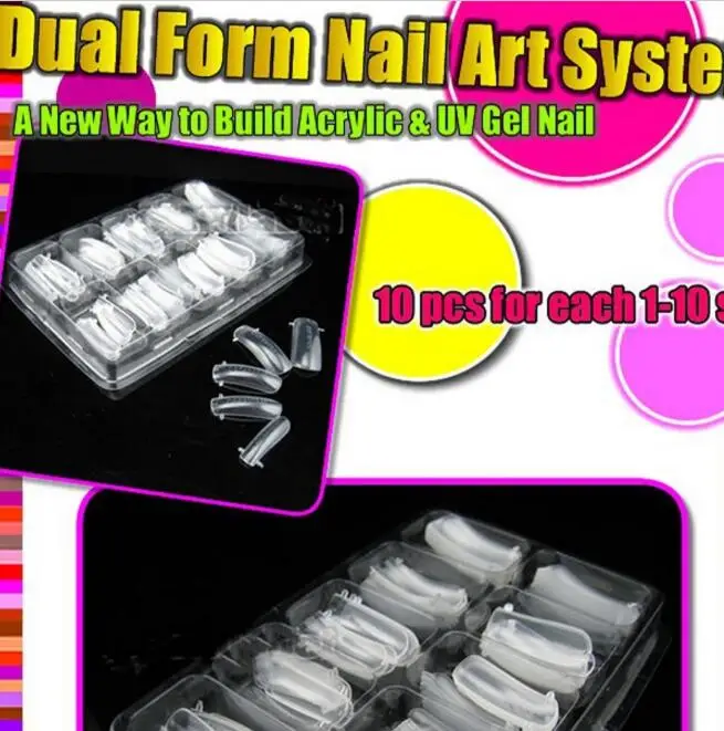 

New Dual Form Nail Art System UV GEL ACRYLIC False TIPS Salon polish Tools Set case
