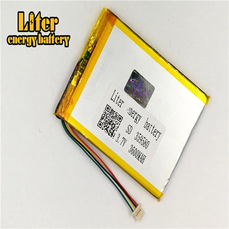 

1.0MM 5pin connector 359580 Rechargeable high quality LiPo 3.7v 3600mAh Tablet PC lithium ion polymer battery