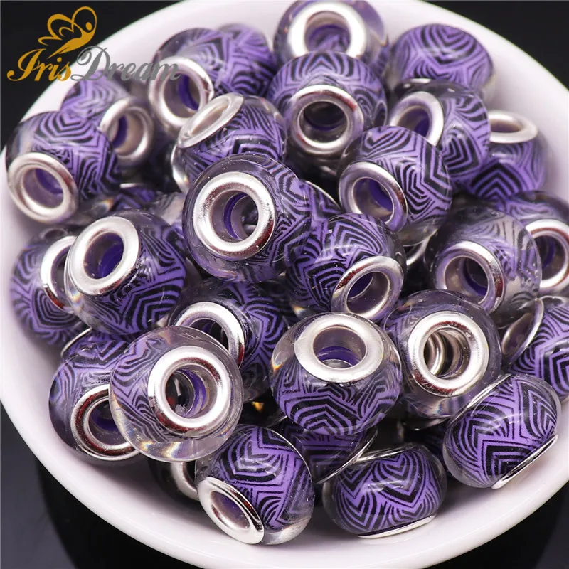 

50Pcs Heart Striped Round Murano Spacer European Beads fit Pandora Bracelet Women Girls DIY Necklace Bead for Jewelry Making