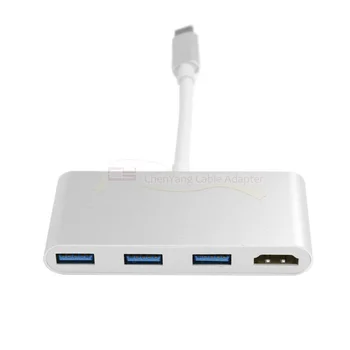

Type C to HDMI Adapter Cable for Laptop & Macbook USB HUB OTG Adapter 3 Port 4K 30HZ HDMI to USB 3.1 Cable Connector USB Cord