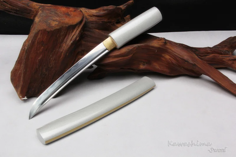 Japanese Tanto Handmade T10 Steel Clay Tempered Real Hamon Small Knife