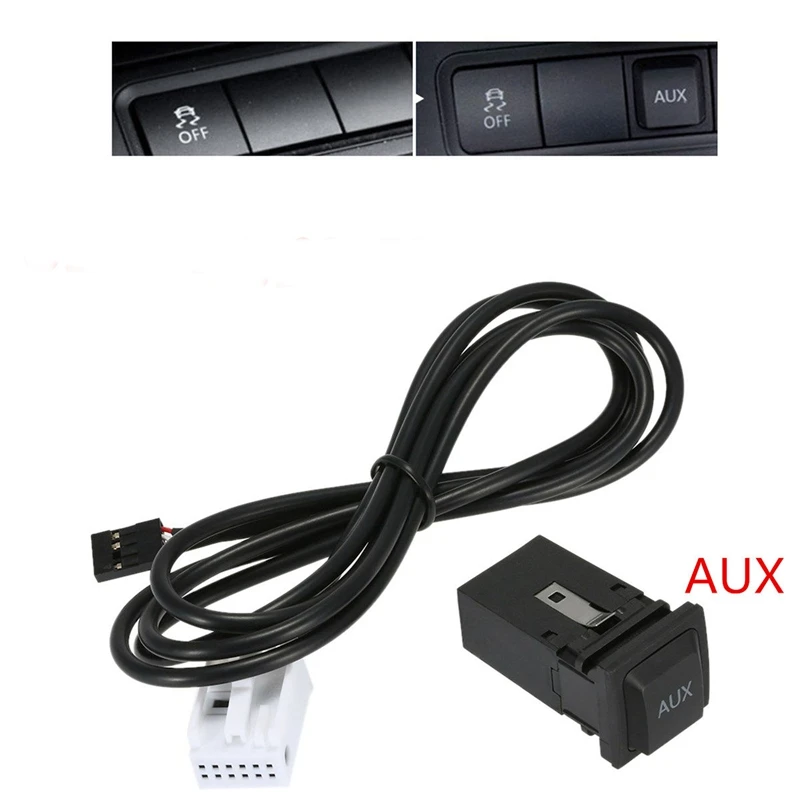 

SITAILE Car AUX Switch Button with Cable AUX Set for VW Volkswagen 12pin RCD310 RCD510 RNS510 car modification kit styling