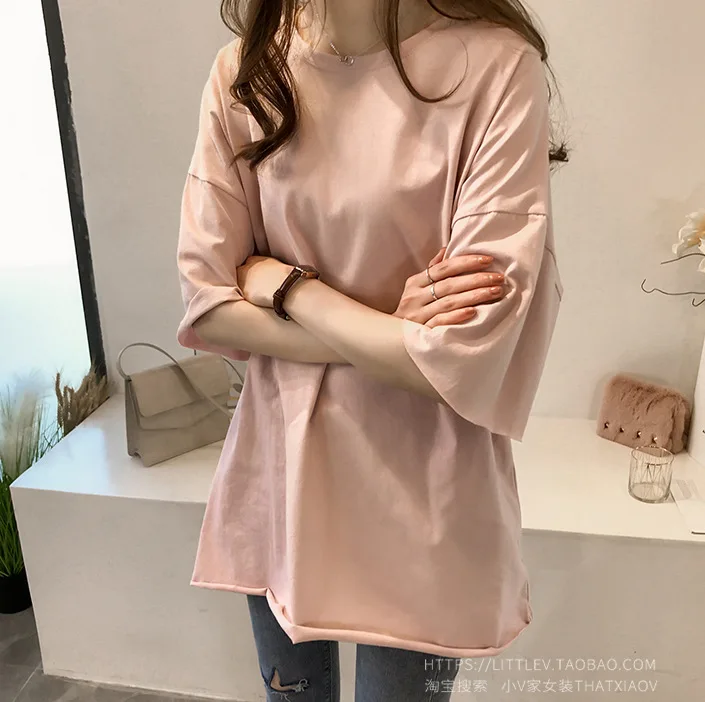 Футболка женская хлопковая однотонная свободная футболка Harajuku крутая 2019 летняя