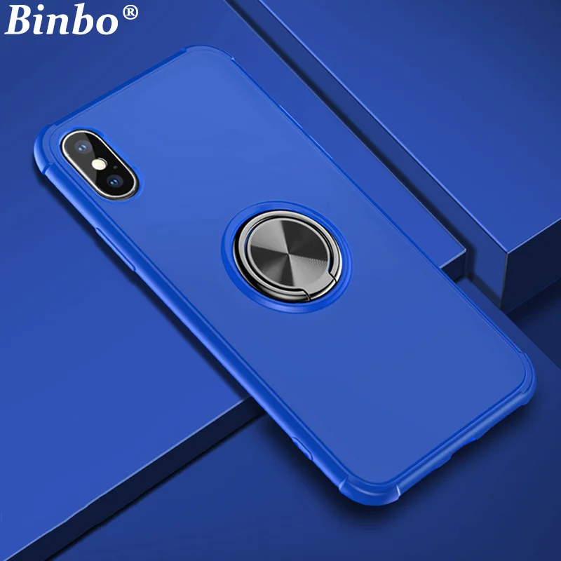 

For iPhone 7 8 X XS Max Xr Case Car Holder Stand Finger ring Bracket TPU Silicone Back Cover For iPhone 7Plus 8Plus Xs max Case